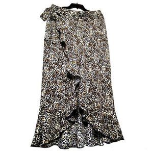 Midi Wrap Skirt Ruffles Leopard/Cheetah Print Mikey & Joey Brand New